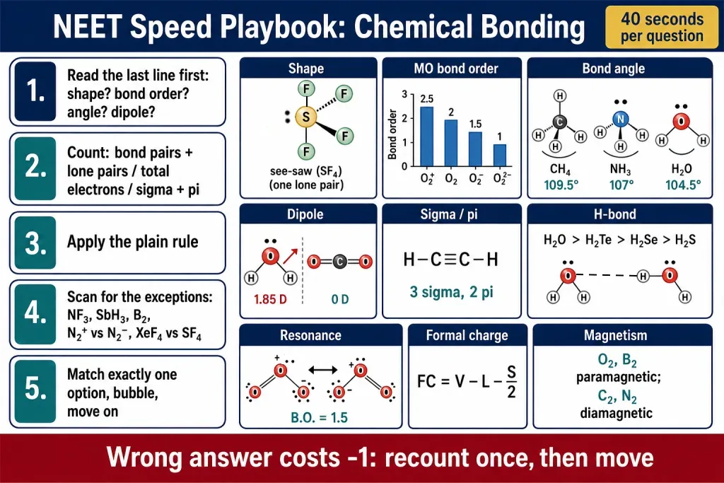 NEET speed playbook card for chemical bonding questions