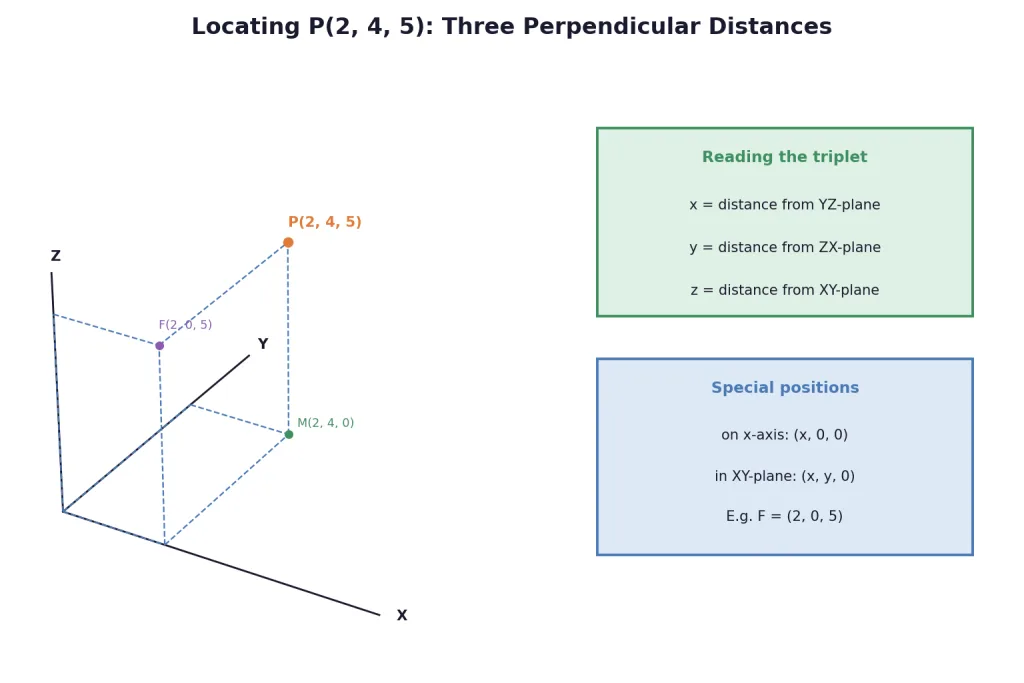 Locating point P 2 4 5 with perpendicular distances and special positions