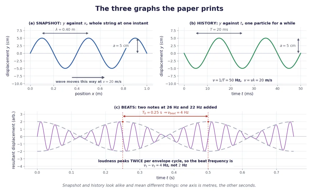 A snapshot graph, a history graph and a beat waveform, each labelled