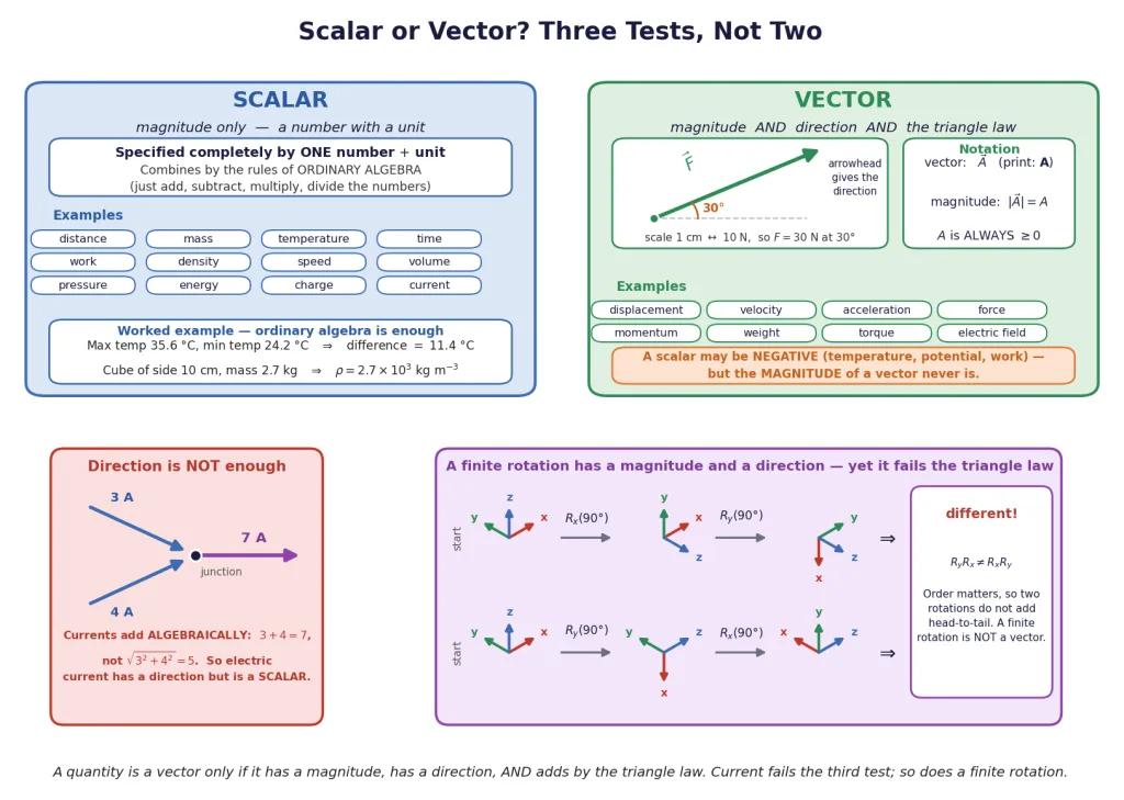 Scalar versus vector comparison with the triangle-law condition