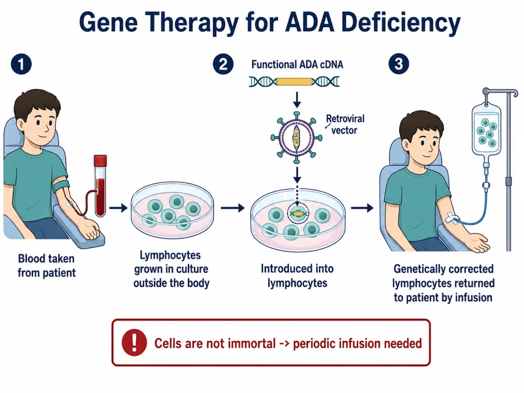 Gene therapy for ADA deficiency using a retroviral vector