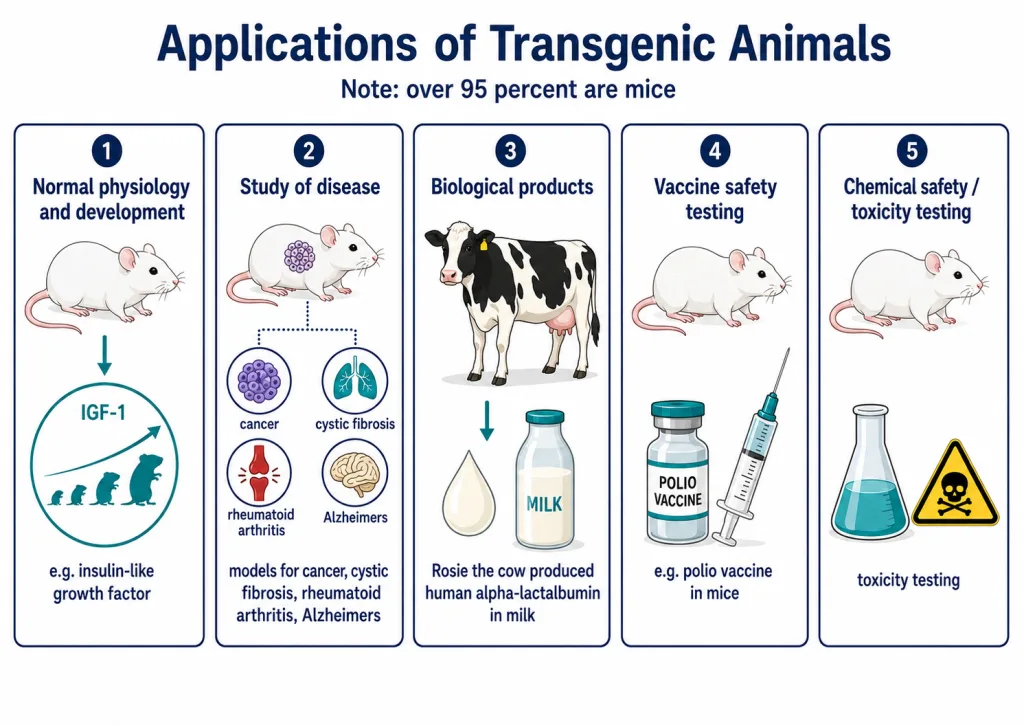 The five main applications of transgenic animals