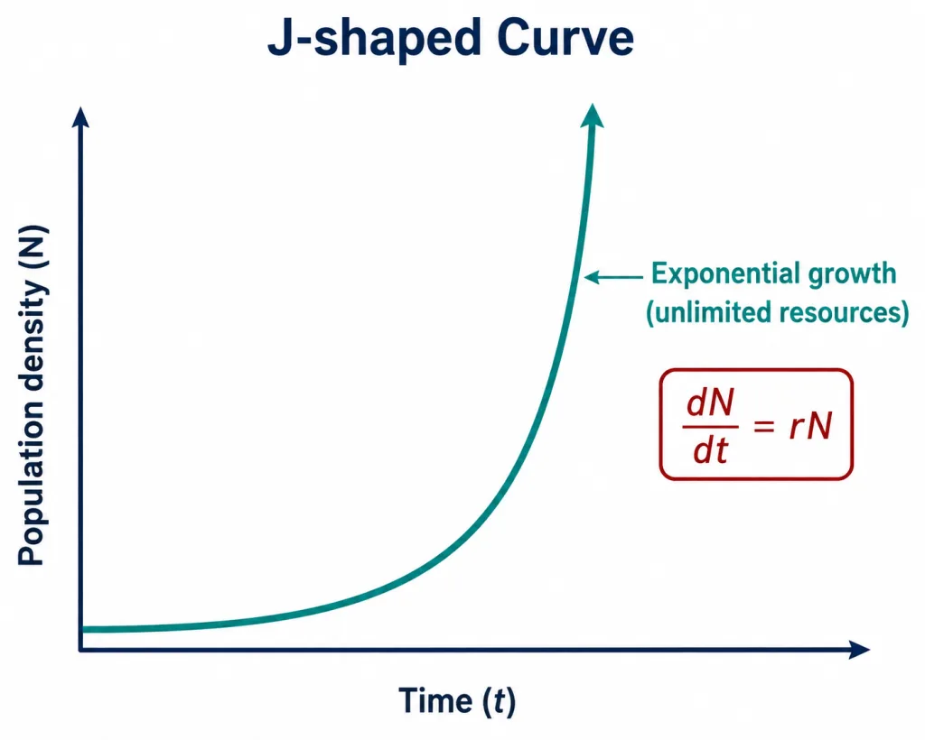 Exponential population growth as a J-shaped curve