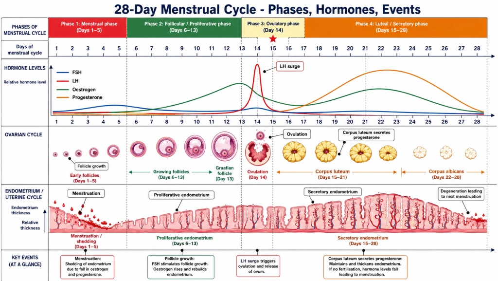 Phases and hormones of the menstrual cycle