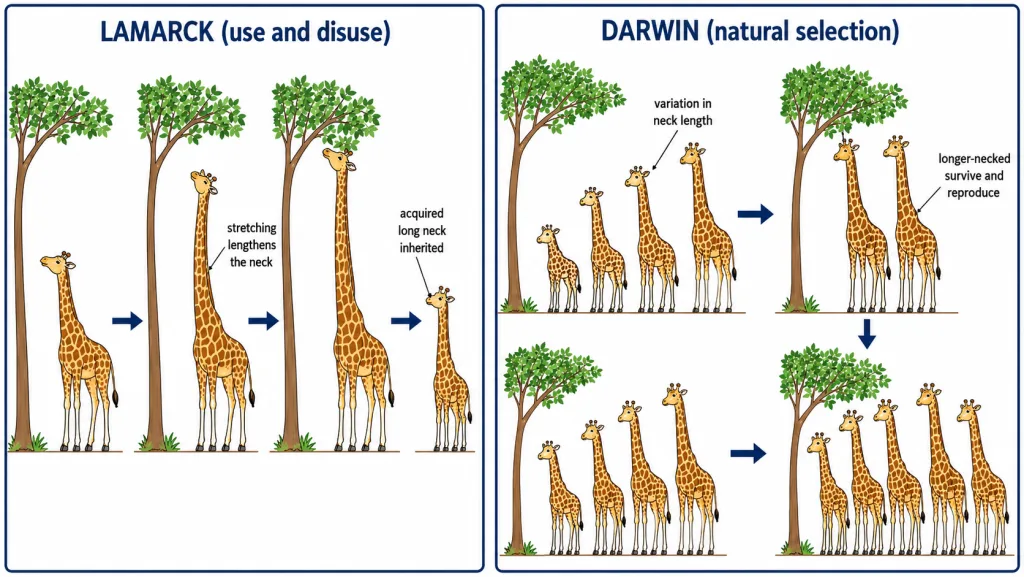 Lamarck versus Darwin explanations of the giraffe neck
