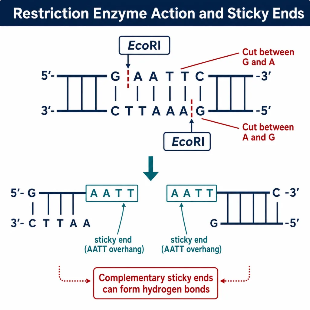 Restriction enzyme cutting a palindromic sequence to leave sticky ends