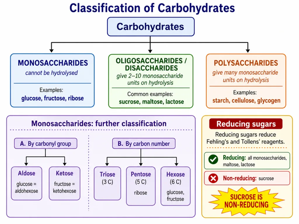 Classification of carbohydrates and reducing sugars
