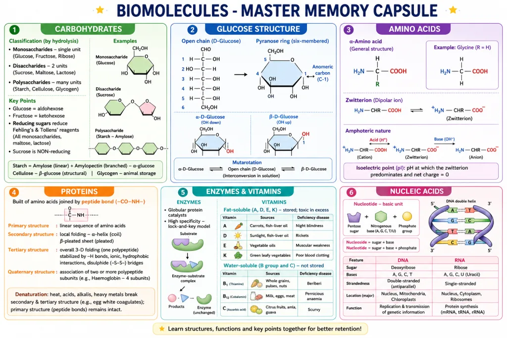 Revision capsule of carbohydrates, proteins, enzymes and nucleic acids