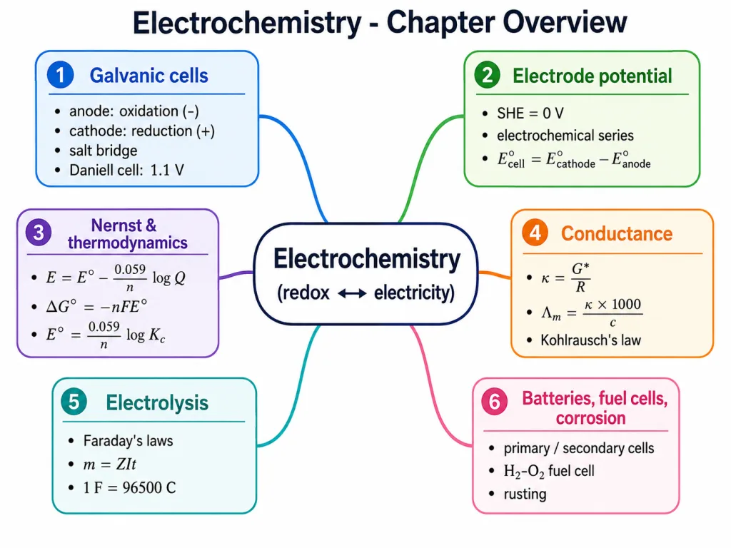 Electrochemistry chapter overview mind map