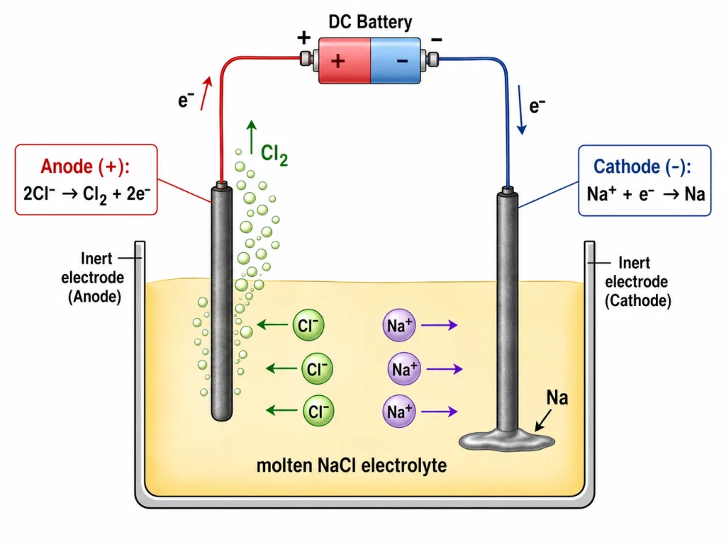 Electrolytic cell during electrolysis