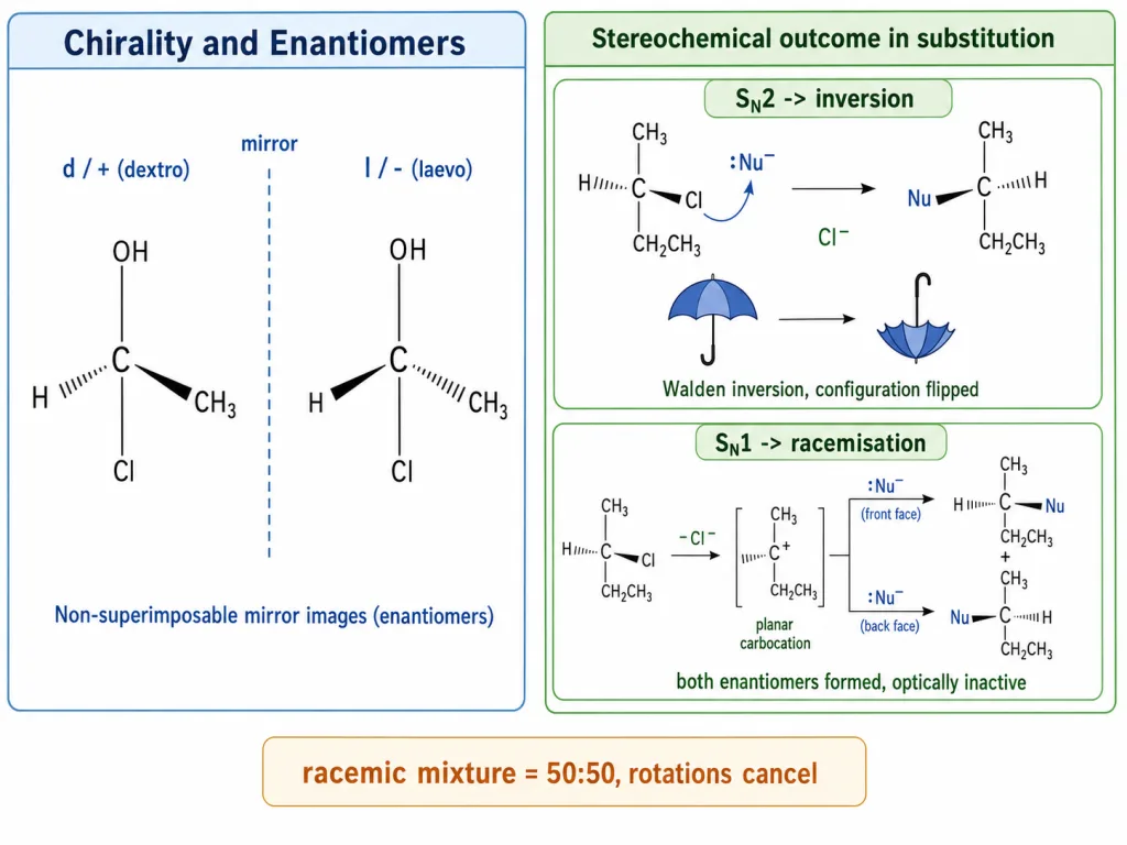 Enantiomers as mirror images and inversion versus retention of configuration