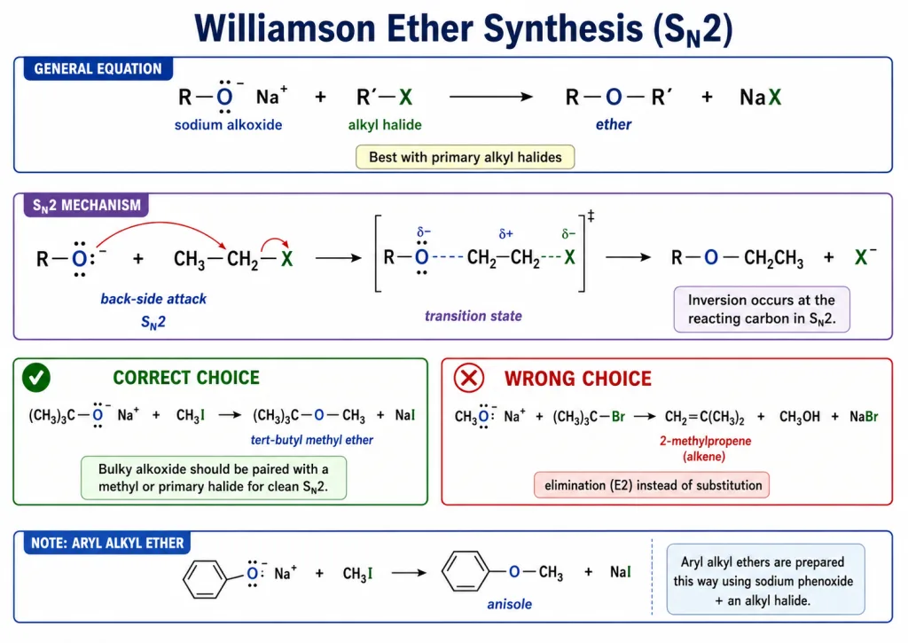 Williamson ether synthesis by SN2 with a primary alkyl halide