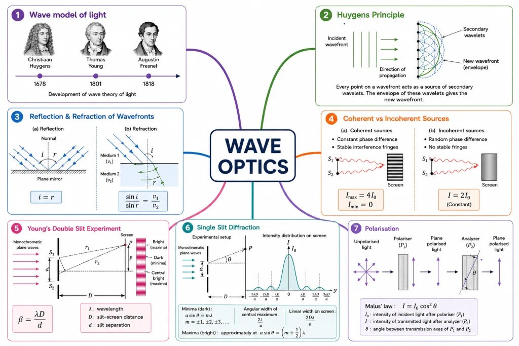 Wave optics chapter overview mind map