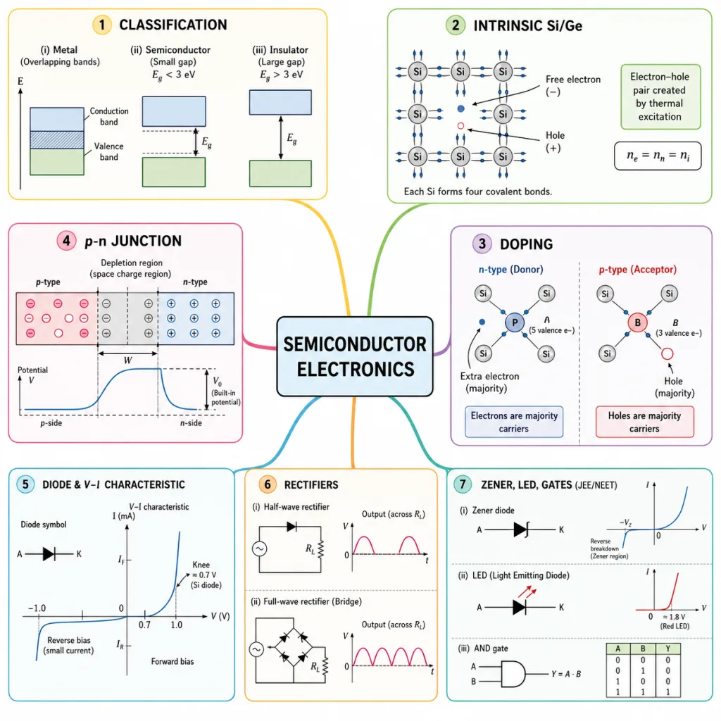 Semiconductor electronics chapter overview mind map