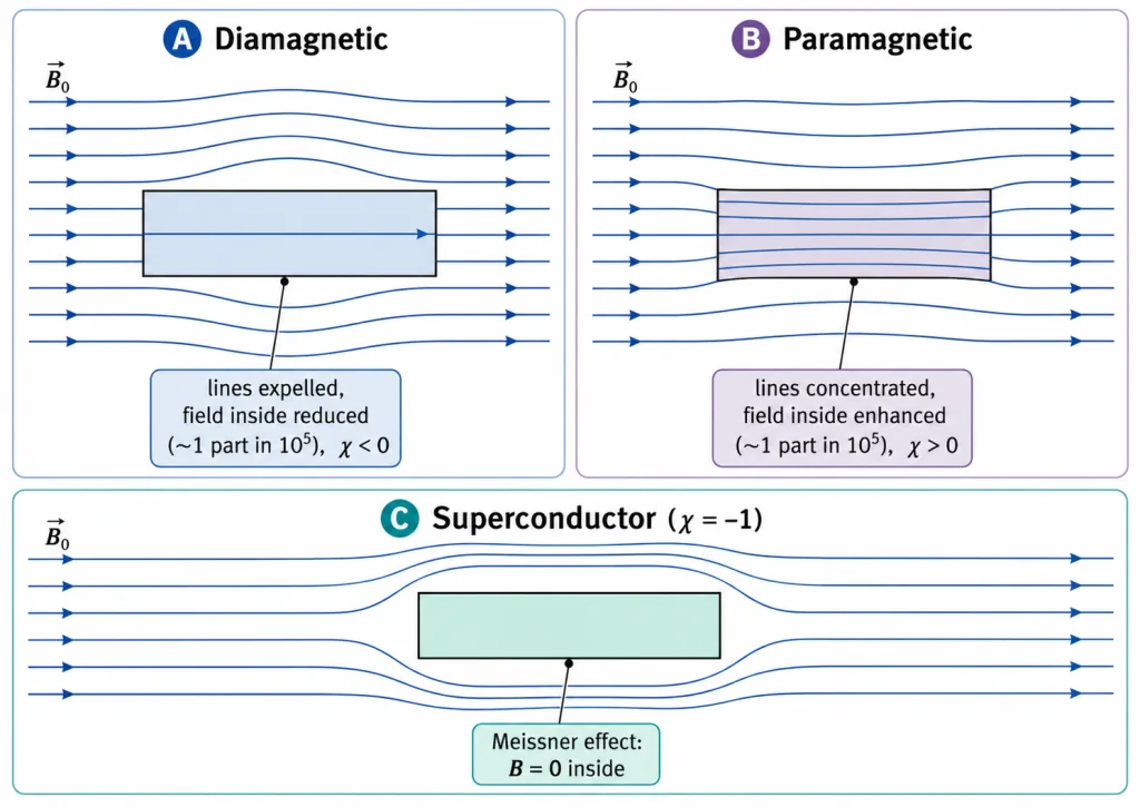 Field lines near diamagnetic and paramagnetic bars