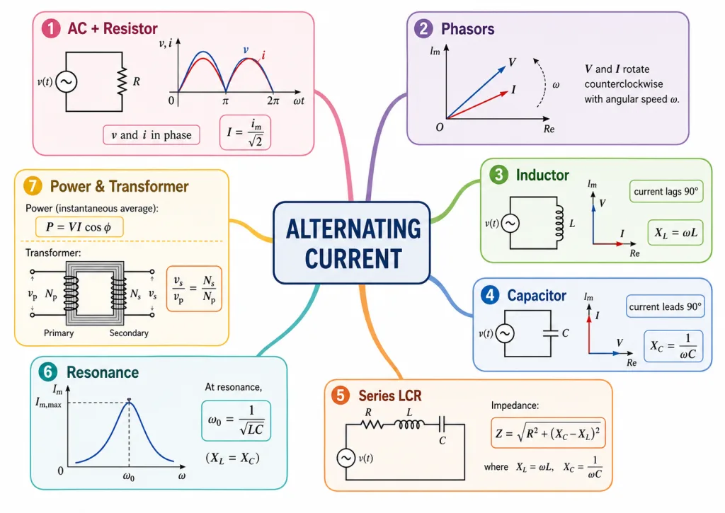 Alternating current chapter overview mind map