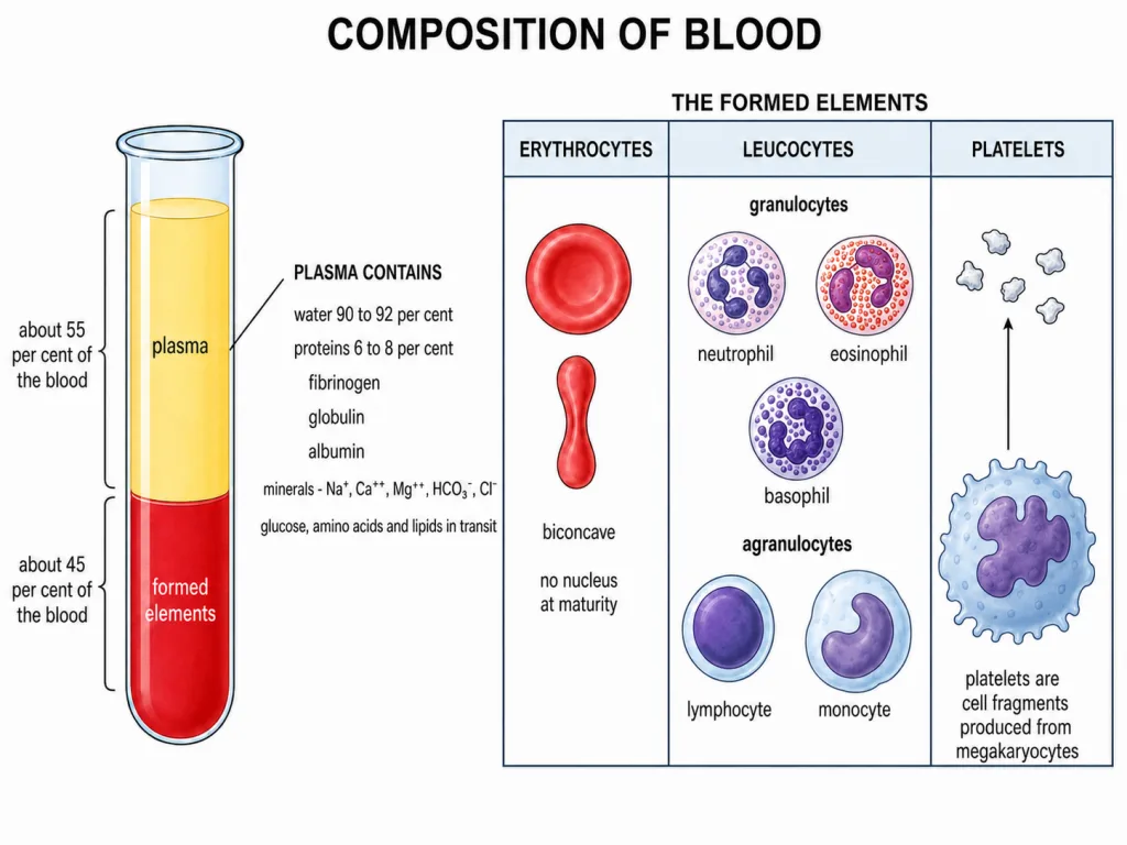 Plasma and the formed elements of blood