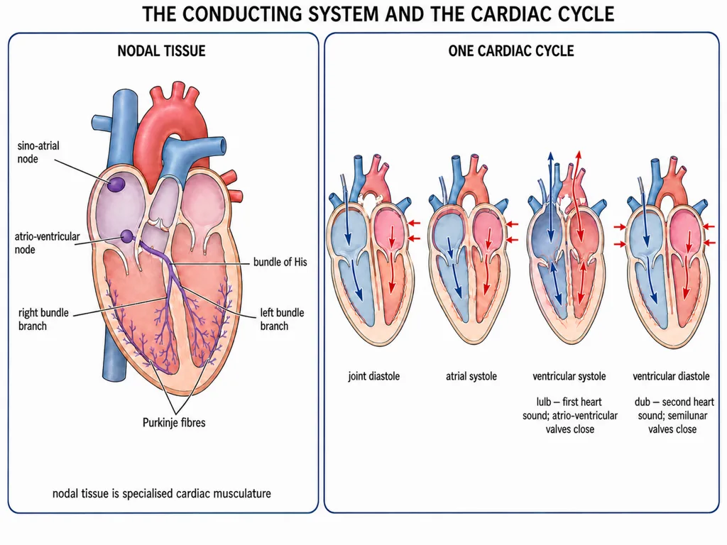 Nodal tissue and four stages of the cardiac cycle