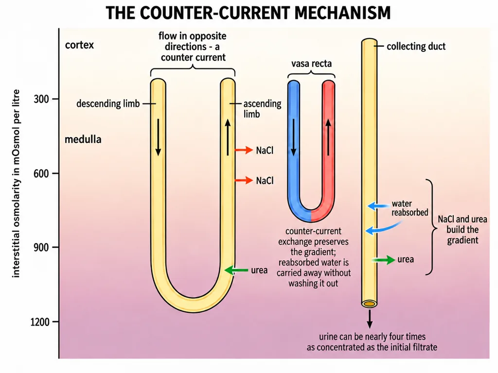 Counter-current mechanism in the renal medulla