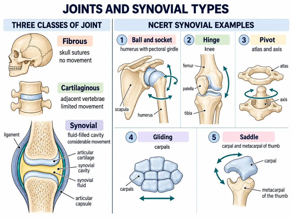 Joint classes and five NCERT synovial examples